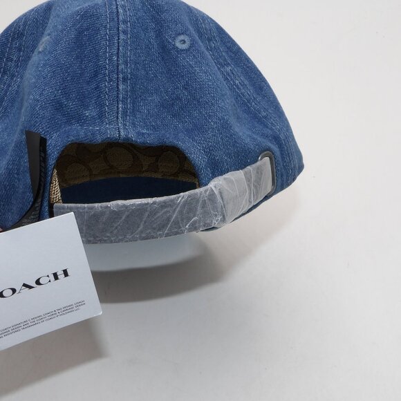 Coach Denim Baseball Hat Unisex 100% Cotton CH405 XS/S Adjustable Back - Picture 3 of 5